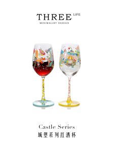 Tlife Castle Hand-Painted Crystal Wine Glasses Artificial Drawing Home Use Childrens Innocence Nordic Style Wine Cups