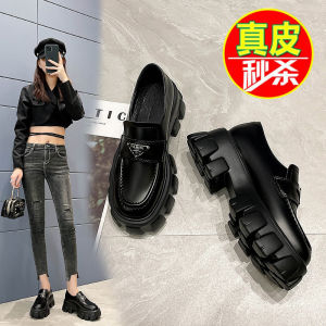 2025 Spring Autumn New Style Thick Bottom Platform Loafers Womens Shoes British College Style Leather Slip-On Casual Shoes