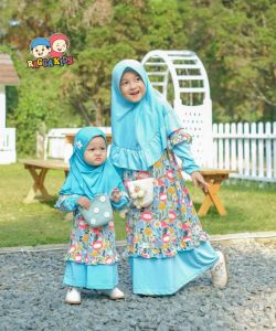 [FREE TAS] Raggakids Terbaru RG 65 Warna Turquoise Blue - Gamis Anak RG65 Dress Only Adem Premium COD