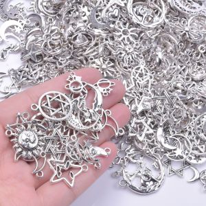 50pcs/Lot Random Mix Sun Moon Star Pendant Charms For Jewelry Making Supplies Metal Accessories DIY Bracelets Necklace Pendants