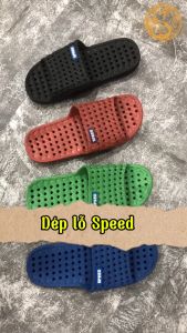 Dép lỗ Speed đen đi trong nhà dép đúc nam nữ quai ngang đi nhà tắm chống trơn trượt