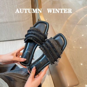 French Evening Breeze Flat Bottom Small Sandals Women Summer Outdoor Beachside High-End Sensation Single Strap Slippers