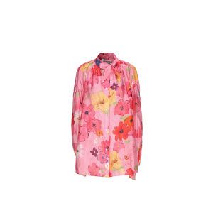 XIAOLI | Spring Summer Pink Floral Silk Dress