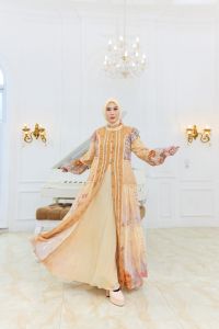 gamis zinata series (OUTER) by AC COLLECTION full printing digital set hijab segiempat