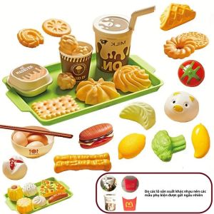 Trẻ Em Nhà Bếp Mini Bộ Đồ Chơi Giả Vờ Chơi Thực Phẩm Hamburger Bánh Quy & Phụ Kiện Giáo Dục Giả Vờ Chơi Quà Tặng Cho Bé Gái Từ 3-12 Tuổi