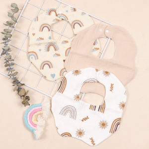 3PCS 100% Cotton 6 Layers Muslin Crepe Cotton Infinite Scarf Solid Print Color Baby Bib Soft Breathable Baby Burp Cloth