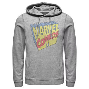 A Mans Grey Sweatshirt with Font Printing and Retro Comic Design A Casual Pullover Sweatshirt for Superhero Fans Street Wear