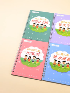 Reusable English Alphabet Copybook Drawing Toys Hand Writing Groove Auto Fades Educational Toys For Children Kid school supplise儿童凹版练字帖英文字母汉字拼音数字凹槽字帖幼儿园数字字帖描红本全套初学者宝宝练字本写字贴