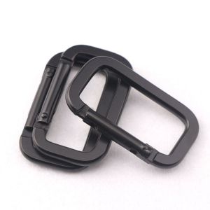 No.5 Square Aluminum Alloy Mountaineering Buckle Flat Electrolysis Wear-resistant Matte Black Water Bottle Bag Keychain Ring