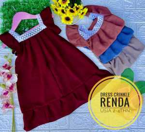 Dress Daster Anak Model Renda Bahan Crinkle Adem Lembut Halus Cocok Untuk Usia 2Tahun 3Tahun 4Tahun 5Tahun Tersedia Warna Warni Bermacam Bisa Digunakan Acara Santai Ulang Tahun COD Bayar Ditempat Gratis Ongkir Bergaransi