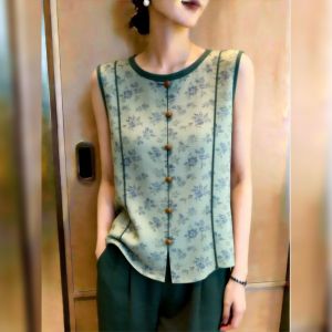 French Floral Women Tank Top Slim Elegant Stylish