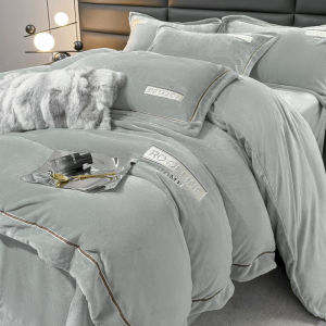 Luxurious Thickened Milk Velvet Bedding Set High Grammage Winter Warm Coral Velvet Bed Sheet Cover Quilt Cover Four-Piece Set