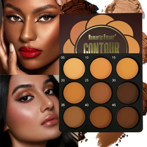 9-Color Waterproof Contour Palette Matte 3D Sculpting Oil-Control Long Lasting Smooth Easy To Blend Pigmented for Medium-Deep