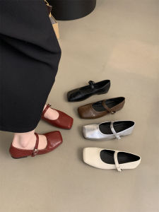 Retro Đầu Vuông Nông Giày Đơn Nữ Mùa Xuân Mùa Thu Hàng Mới Về Phong Cách Hàn Quốc Phong Cách Pháp Mềm Cổ Tích Flat
