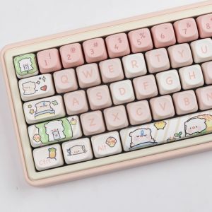 【Keycap chỉ】màu hồng heo con bàn phím Phím sữa hoạt hình dễ thương 140 phím Moa hồ sơ PBT thăng hoa cho công tắc Cherry MX tự làm tùy chỉnh Bàn Phím Cơ RK ikb