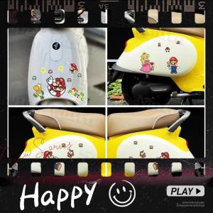 Motorcycle Sticker Super Mario Cartoon Fun Decoration Scooter Windshield Body Door Car and SUV Reflective Decal Waterproof Accessorie