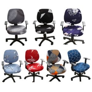Washable Removeable Printed Office Chair Cover Stretch Polyester Split Computer Chair Cover