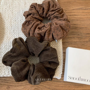 Ins บล็อกเกอร์ Caramel Color Floral Print Hair Ties 2025 ใหม่ หัวเข็มขัดผ้า ทรงกลม สำหรับผู้หญิง แฟชั่น ฤดูใบไม้ร่วง 2025