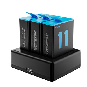 TELESIN 3 Ways Battery Charger With LED Light Charging Box for GoPro Hero 12 11 9 10 Black Action Camera (Charger only)