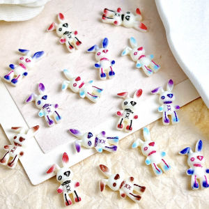 30PCS New Creative Heart Cross Eye circles Nail Charms 3D Funny Cartoon Long Eared Rabbit Nail Art Decorations for DIY Nail Sets