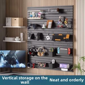 NAIFUNA | Wall Mounted No-drilling Black Pegboard Storage Rack