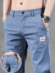 Slim Korean Casual Pants for Men Spring Summer Thin Stretch Comfortable Cotton Business Trousers Solid Brand Mens Clothing
