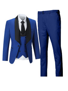 Mens 3 Piece Wide Notch Lapel Tuxedo Suit Set Blazer Vest Pants Slim Fit Formal Wedding Groom 2026