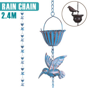 Rain Chain Hummingbird and Cup Shaped Rain Catcher Chain Metal Outdoor Garden Decoration Functional Replacement for Downspout