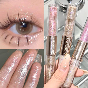 Kakashow Tangguo Orange Double Head Liquid Eyeshadow Sparkling Shiny Pearls Brightening Crystals Natural Look Long Lasting