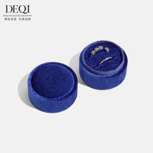 DelUXe Circular Double Ring Velvet Box Jewelry Packaging Boxes for Pairs of Rings Soft Cloth Storage Organizer Boxes
