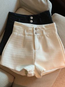 GUZILIAN | Fashionable High Waist Wide Leg Short Pants Women Stylish Design Double Buckle Bodycon Boot Pants Commute Style Korean Version