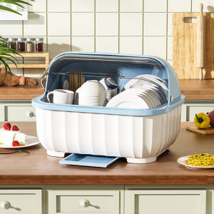 Dish Drainer and Storage Rack With Lid