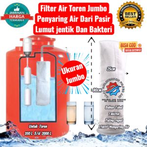 Alat bantu Saringan Toren 5 Mikron Jumbo panjang 80 cm - Saringan Roof Tank - Saringan pelampung air - Saringan WTP - Saringan Air Tanah Saringan ini dapat menyaring sedimen partikel cacing serangga. Cocok digunakan untuk menyaring air WTP air tanah