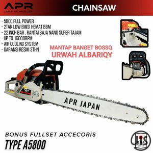 Chain saw APR JAPAN 5800 22INCH chainsaw 2tak mesin senso gergaji kayu pohon Mantap