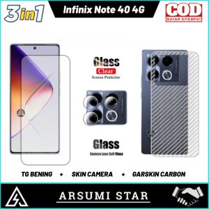 Paket 3in1Tempered Glass Ceramic Matte Anti Spy INFINIX NOTE 40 4G Anti Gores Pelindung Layar Ceramic Matte Anti Spy  + Skin Camera + Garskin Carbon 3D