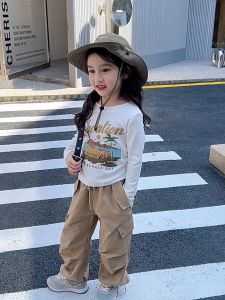 Beryl kids🌸ชุดเซ็ทเด็กแฟชั่น🎀ชุดเสื้อผ้าเด็กผู้หญิง เสื้อยืดลำลองกางเกงคาร์โก้ เอวยางยืด ทรงหลวม สไตล์เกาหลี งานดี