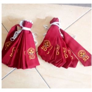 Topi sd merah polos bordir 20 pcs