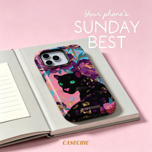 Potdemiel | Pink Peony Panther For 2 in 1 Flower Case For iPhone 17 16 15 14 13 Pro Max Luxury Phone Cover CaseChic