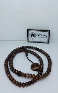 Kalung Tasbih Kayu Liwung Hitam Bandul Cincin