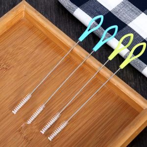 Nylon Bottle Cleaning Brush Baby Stainless Steel Long Handle Cleaning Brushes Soft Hair Straws Spiral Kitchen Cleaning Tool