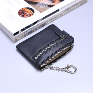 New New Arrival Genuine Leather Mens Womens Coin Purse Small and Simple Zipper Ultra-Thin Coin Keychain Card Holder Driving License
