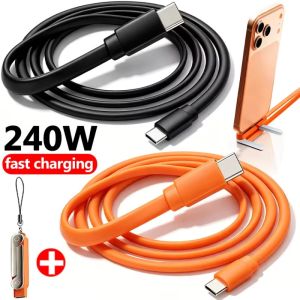 PD 240W Type C To Type C Cable With Folding Bracket Adapter Fast Charging For iPhone 15 16 17 Samsung Huawei Xiaomi USB C Cable
