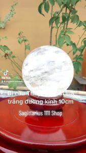 Bi cầu thủy tinh núi lửa trắng đường kính 10cm