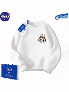 NASA Collaborative Cute Labubu Cotton Sweatshirt Pants Set for Boys And Girls Casual Cartoon Print Comfortable Autumn Winter Kids Clothing