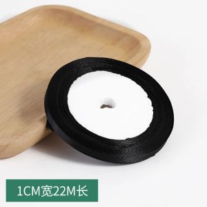 22m/Cuộn 6mm-50mm Đen Polyester Satin Ruy Băng Cho Thủ Công Làm Nơ Cưới Tiệc Giáng Sinh Trang Trí Thủ Công DIY