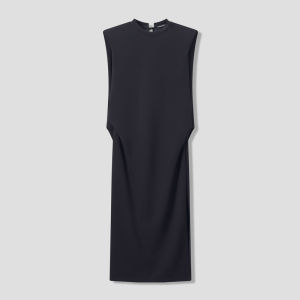 Autumn Winter Round Neck Pleated Sleeveless Modal Womens Dress
