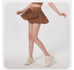 กระโปรงกีฬาวิ่งโยคะสำหรับผู้หญิงกางเกงฟิตเนสสั้นข้างในเทนนิสกอล์ฟกางเกงกระโปรงมีจีบ