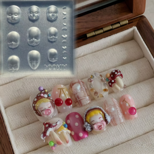Cute Face Doll Head 3D Model Nail Art Accessories DIY Elegant Transparent Nail Mold for Beauty And Fashion Enthusiasts