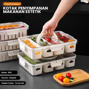 BISA COD - Food Container Kotak Penyimpanan Makanan di Kulkas Tempat Saringan Sayuran Buah & Daging / Wadah Rak Bumbu Dapur Dengan Tutup / Food Storage Besar Kontainer Makan Beku Segar Tertutup Transparan MURAH (A02/A03/A04/A08)