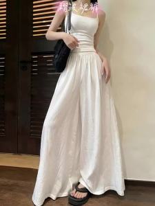 XINGJUSHE | White Mid-length Skirt Pants Summer Thin High Class Drapey Comfortable Casual UV Protection